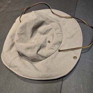 Canvas Sun Hat – Vintage Handmade in USA, Medium, Adjustable Leather String